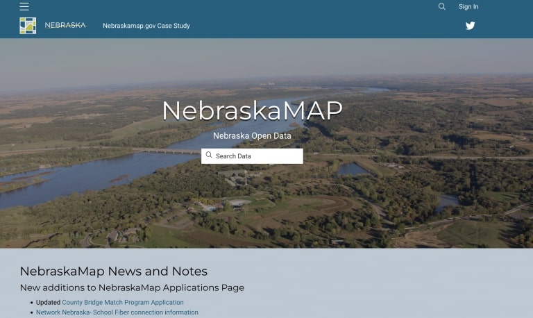 Screenshot of NebraskaMAP open data portal web page.