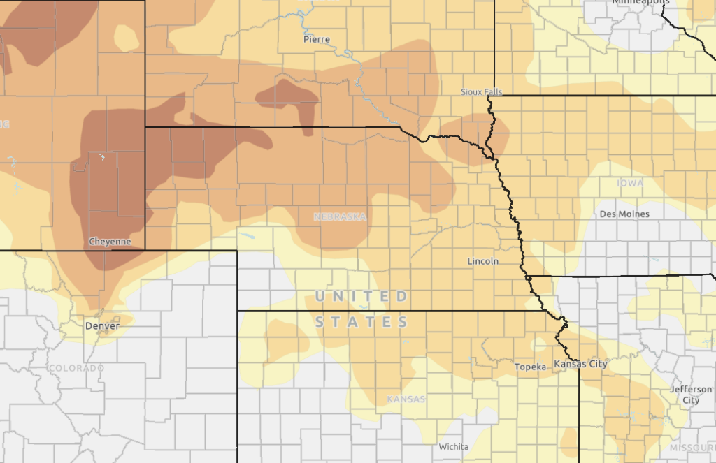 An image of drought conditions in Nebraska